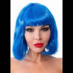 Синий парик-каре с челкой