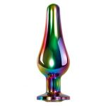 Радужная анальная пробка Rainbow Metal Plug Small - 9,4 см.