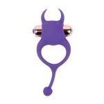 Фиолетовое эрекционное виброкольцо с рожками и хвостиком
