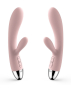 Нежно-розовый вибратор Alice с клиторальным отростком - 20 см.