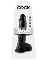 Реалистичный чёрный фаллоимитатор-гигант 10  Cock with Balls - 25,4 см.