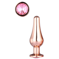 Золотистая анальная пробка с кристаллом Rose Gold Pleasure Plug S - 9 см.