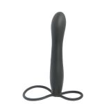 Черная насадка на пенис для двойной стимуляции Mojo BlackJack - 15 см.
