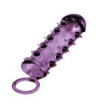 Закрытая фиолетовая насадка с пупырышками SAMURAI PENIS SLEEVE PURPLE - 14,5 см.