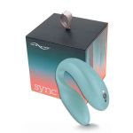 Голубой вибромассажер для пар We-Vibe Sync Aqua на радиоуправлении