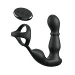 Черный вибростимулятор простаты с кольцом Ass-gasm Slide   Glide