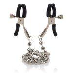 Цепь с зажимами для сосков Silver Beaded Nipple Clamps