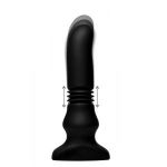 Черный фрикционный вибратор Silicone Vibrating   Thrusting Plug with Remote Control - 17,1 см.