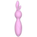 Розовый мини-вибратор Emily с ушками - 16 см.