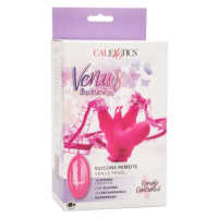 Розовая вибробабочка на ремешках Silicone Remote Venus Penis