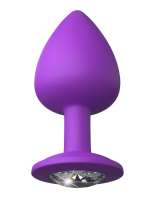 Фиолетовая анальная пробка со стразом Her Little Gem Large Plug - 9,5 см.