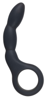 Черный ребристый анальный стимулятор - 13,5 см.