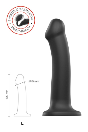 Черный фаллос на присоске Silicone Bendable Dildo L - 19 см.