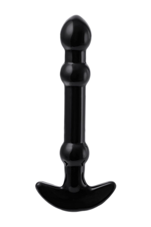 Элегантный чёрный анальный стимулятор с шариками на стволе - 19 см.
