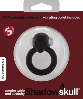 Чёрное виброкольцо Shadow Skull Cockring с черепом