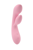 Нежно-розовый вибратор Dual Fulfill Bunny с клиторальным стимулятором - 20,5 см.