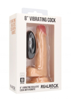 Телесный вибратор-реалистик Vibrating Realistic Cock 8  With Scrotum - 20 см.