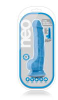 Голубой реалистичный фаллоимитатор на присоске NEO 7.5INCH DUAL DENSITY COCK W. BALLS - 19 см.