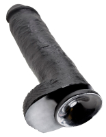 Черный фалоимитатор-гигант на присоске - 28 см.