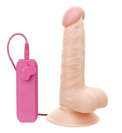 Реалистичный вибромассажёр с присоской и выносным пультом G-GIRL STYLE 6INCH VIBRATING DONG - 15,2 см.