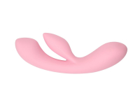 Нежно-розовый вибратор Dual Fulfill Bunny с клиторальным стимулятором - 20,5 см.