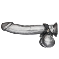 Кольцо на пенис с разделителем мошонки из искусственной кожи на клепках V-STYLE COCK RING