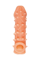 Телесная закрытая насадка с пупырышками Cock Sleeve 005 Size M - 15,6 см.