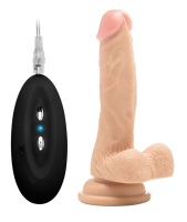 Телесный вибратор-реалистик Vibrating Realistic Cock 7  With Scrotum - 18 см.