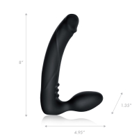 Черный безремневой страпон с вибрацией - 20,3 см.