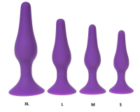 Фиолетовая силиконовая анальная пробка размера L - 12,2 см.