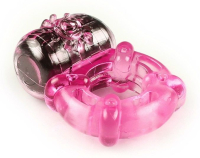 Розовое эрекционное кольцо c вибропулей