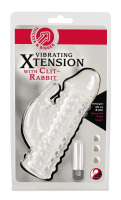 Насадка на пенис с клиторальным вибростимулятором Vibrating XTension with Clit-Rabbit - 17 см.