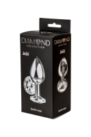 Большая серебристая анальная пробка Diamond Clear Sparkle Large с прозрачным кристаллом - 8 см.