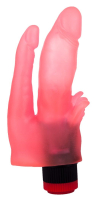 Двойной анально-вагинальный вибромассажёр с лепестками - 17 см.