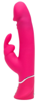 Розовый вибратор-кролик Realistic Dual Density Rechargeable Rabbit Vibrator - 25,5 см.