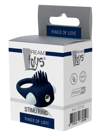 Синее эрекционное виброкольцо STIMU RING